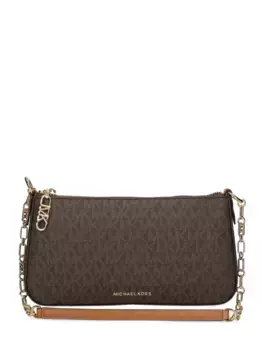 Сумка с цепочкой и монограммой Michael Michael Kors, коричневый