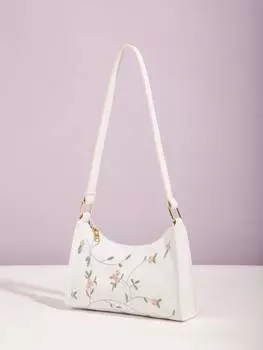 Сумка с цветочной вышивкой, белый