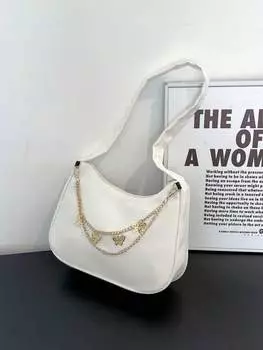 Сумка с декором в виде цепочки-бабочки, белый