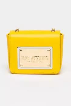 Сумка с клапаном и металлическим логотипом Love Moschino, желтый