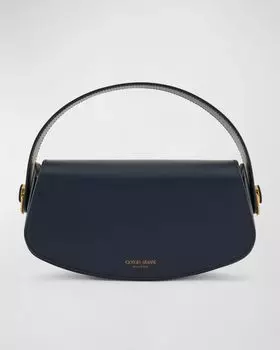 Сумка с клапаном из телячьей кожи с верхней ручкой Giorgio Armani, цвет Navy