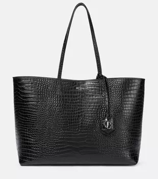 Сумка с короткими ручками Nine2Five Medium из кожи с эффектом крокодила Jimmy Choo, черный