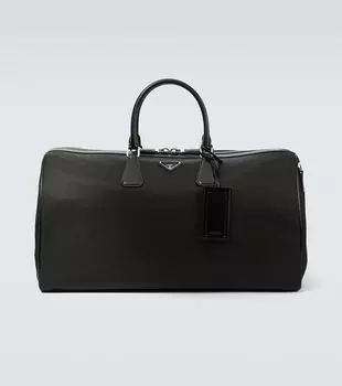 Сумка с кожаными вставками Prada, черный