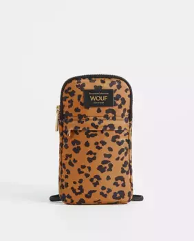 Сумка с кулиской, карманом и задним отделением для мобильного телефона с животным принтом Wouf, коричневый