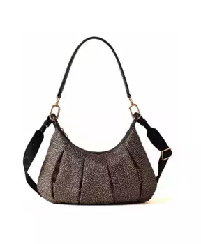 Сумка с принтом круассанов и кожаными элементами Borbonese, коричневый