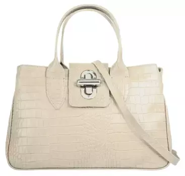 Сумка с ручкой Cluty, натуральная кожа, производство Италия, бежевый