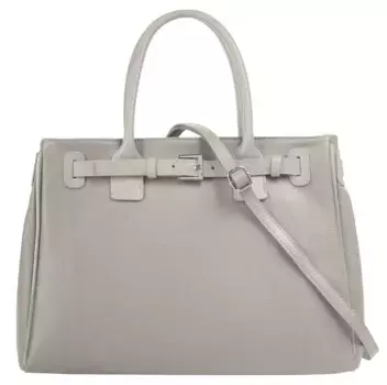 Сумка с ручкой Cluty, натуральная кожа, производство Италия, серый