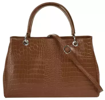 Сумка с ручкой Cluty, натуральная кожа, производство Италия, цвет Cognac