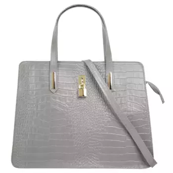 Сумка с ручкой Cluty, натуральная кожа, производство Италия, серый