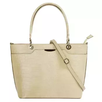 Сумка с ручкой Cluty, натуральная кожа, производство Италия, бежевый