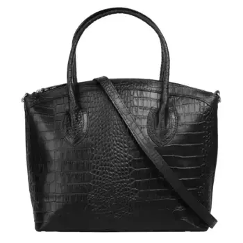 Сумка с ручкой Cluty, натуральная кожа, производство Италия, черный