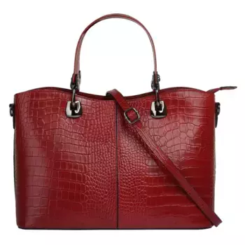 Сумка с ручкой Cluty, натуральная кожа, производство Италия, красный