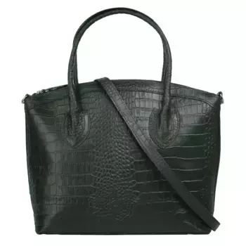 Сумка с ручкой Cluty, натуральная кожа, производство Италия, зеленый