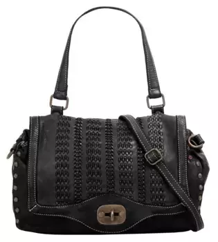 Сумка с ручкой Samantha Look, натуральная кожа, производство Италия, черный