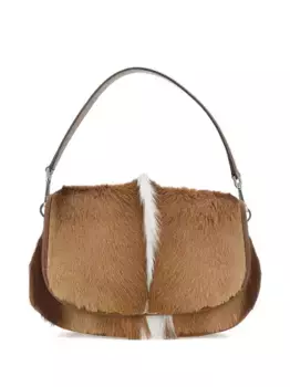 Сумка с ручкой сверху из телячьей шерсти GIANNI CHIARINI, коричневый