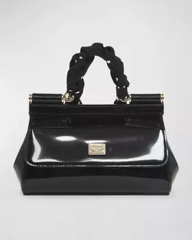 Сумка с ручкой сверху Sicily East-West и шарф в горошек Dolce&Gabbana, цвет Black