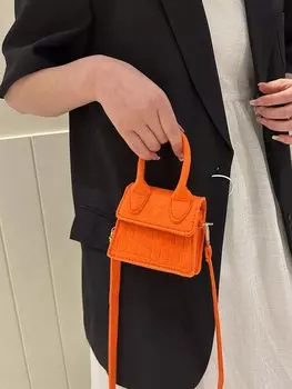 Сумка с тиснением под кожу крокодила, оранжевый / желтый