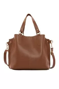 Сумка с тремя отделениями и кнопками Bagmori, шоколадная кожа