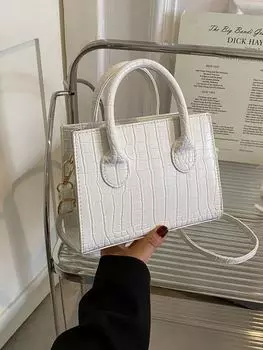 Сумка с узором под крокодила, белый