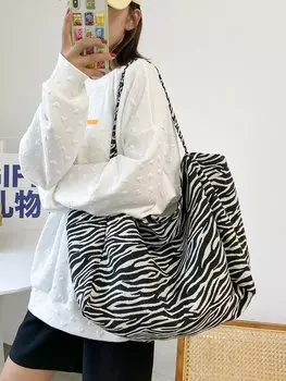 Сумка с узором под зебру, черный / белый