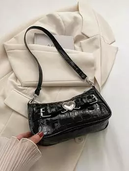 Сумка с застежкой-молнией в форме сердца, черный