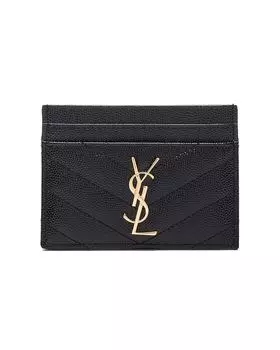 Сумка Saint Laurent Cassandre Credit Card Case, цвет Black & Gold