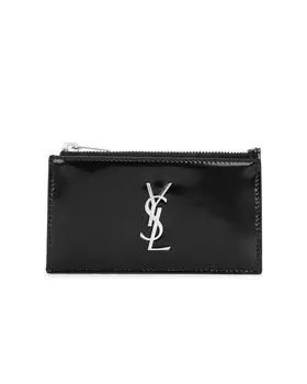 Сумка Saint Laurent Cassandre Zipped Fragments Credit Card Case, нуар