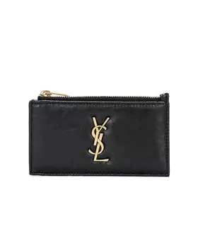Сумка Saint Laurent Cassandre Zipped Fragments Credit Card Case, нуар