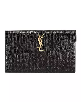 Сумка Saint Laurent Embossed Croc Pouch, нуар