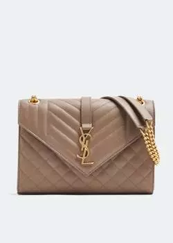 Сумка SAINT LAURENT Envelope medium chain bag, бежевый