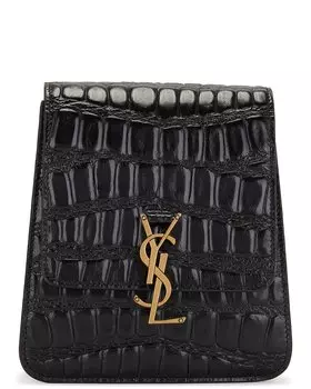 Сумка Saint Laurent Kaia Embossed Croc Satchel, неро