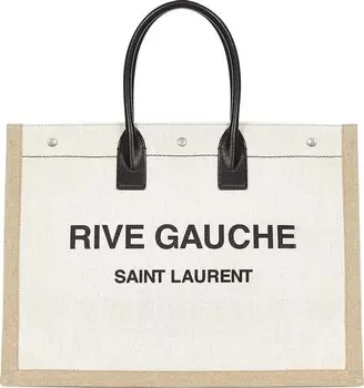 Сумка Saint Laurent Rive Gauche Large Tote Cream/Black, кремовый