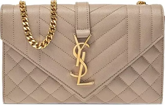 Сумка Saint Laurent Small Envelope Chain Bag Dark Beige, кремовый