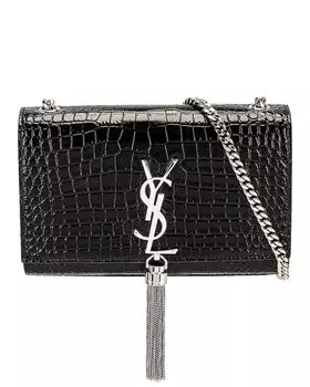 Сумка Saint Laurent Small Kate Embossed Croc Tassel, неро
