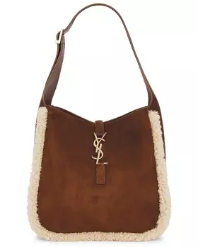 Сумка Saint Laurent Small Le 5 A 7 Hobo, цвет Dark Sigaro & Natural Beige
