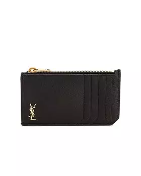 Сумка Saint Laurent Tiny Monogramme Zipped Fragments Card Holder, неро