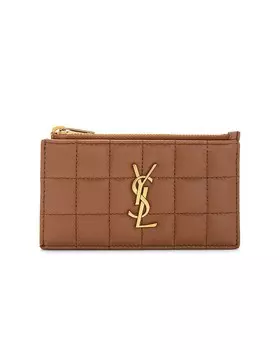 Сумка Saint Laurent Zipped Cassandre Fragments Credit Card Case, цвет Fox