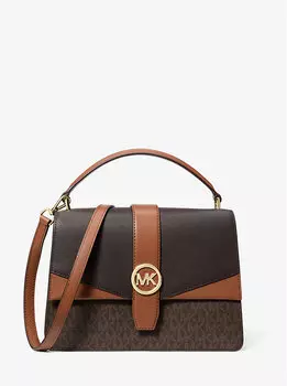 Сумка-Саквояж Greenwich среднего размера с фирменным логотипом Michael Kors, коричневый