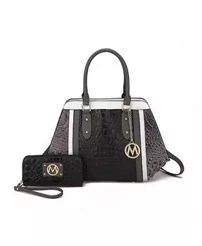 Сумка-саквояж и кошелек Daisy 2шт из крокодиловой кожи от Mia K Mkf Collection, серый