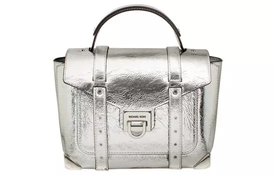 Сумка-саквояж Manhattan Leather, сумка через плечо, женская, серебристая MICHAEL KORS