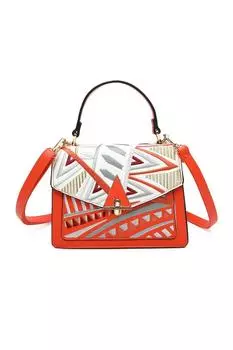Сумка-саквояж на плечо Rosefinch из искусственной кожи с тканой отделкой и верхней ручкой Fontanella Fashion, оранжевый