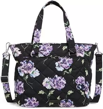Сумка-саквояж на плечо Vera Bradley Performance из твила, плавающие сливовые анютины глазки
