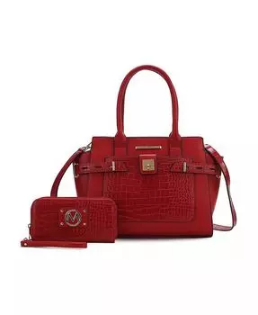 Сумка-саквояж с тиснением под кожу крокодила Isla от Mia K Mkf Collection, красный