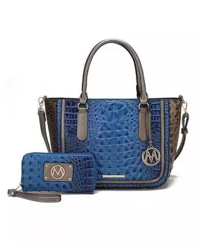 Сумка-саквояж с тиснением под крокодила Bonnie Gradient Rainbow от Mia K Mkf Collection, синий