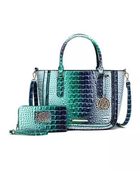 Сумка-саквояж с тиснением под крокодила Bonnie Gradient Rainbow от Mia K Mkf Collection, синий