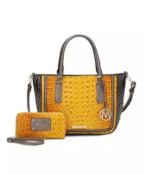 Сумка-саквояж с тиснением под крокодила Bonnie Gradient Rainbow от Mia K Mkf Collection, желтый