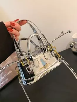 Сумка-саквояж со шнурком, серебряный