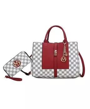 Сумка-саквояж Yuliana с круглым принтом и кошельком от Mia K MKF Collection, красный