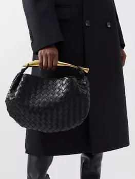 Сумка sardine intrecciato из кожи Bottega Veneta, черный