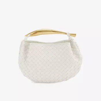 Сумка Sardine из кожи intrecciato с верхней ручкой Bottega Veneta, цвет chalk